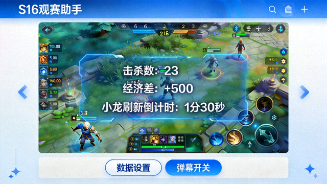 S16观赛助手浏览器插件界面截图，显示实时数据叠加效果