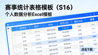 S16赛事统计表格模板下载，可用于个人数据分析的Excel模板